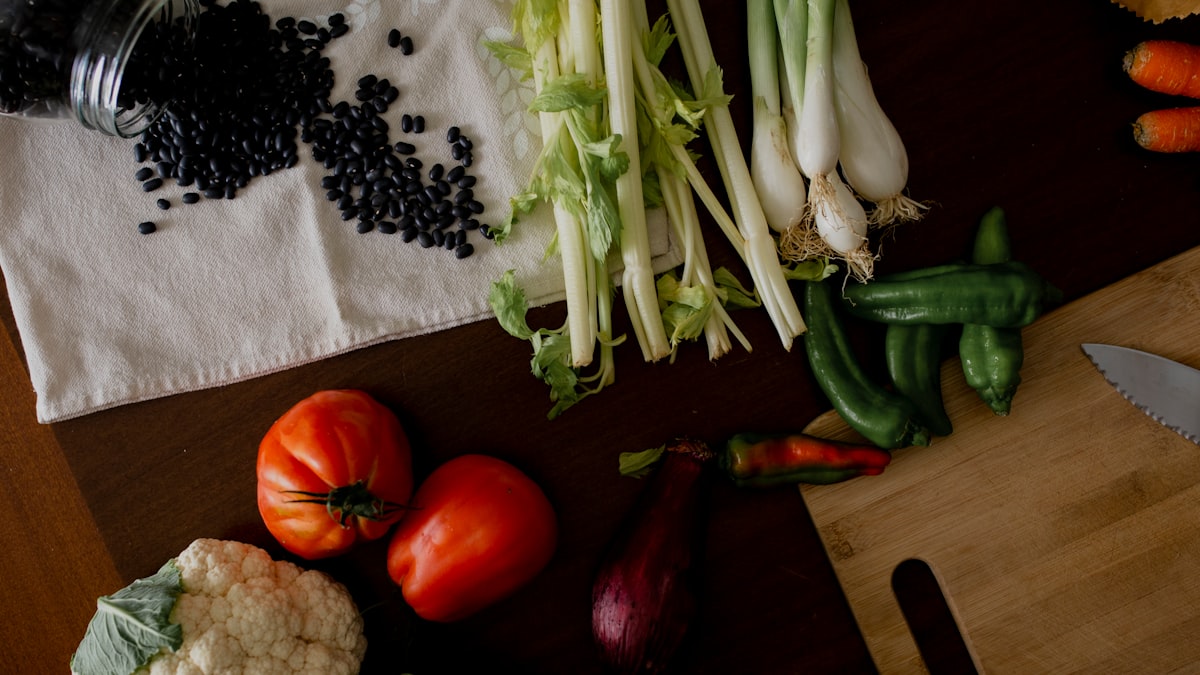 Wellness cooking preparation with fresh ingredients